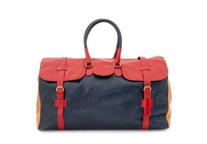 Giorgio Armani Color Block Leather Travel Bag