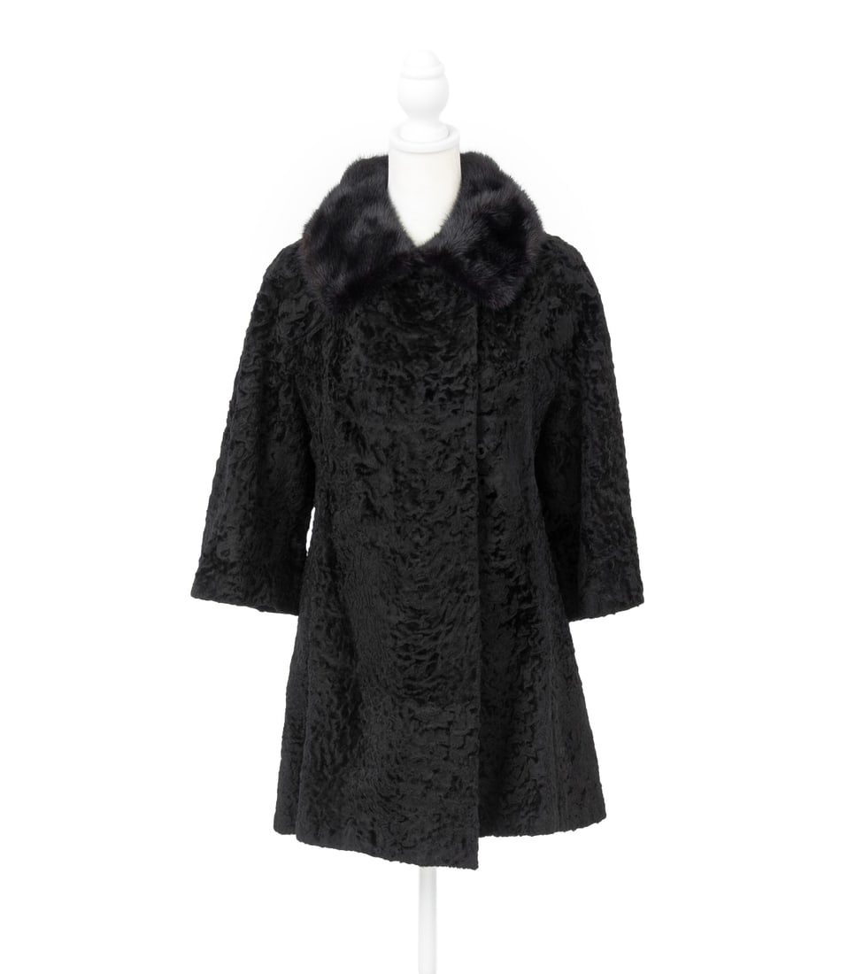 Black Persian Lamb Fur Coat (1 of 7)