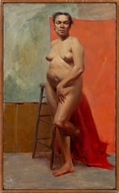John Del Monte Standing Female Nude Oil, 1957