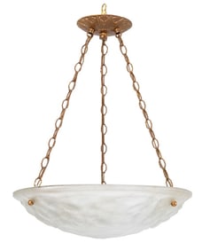 French Art Deco Floral Motif Glass Chandelier