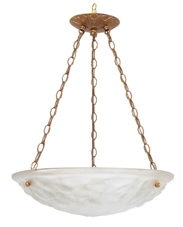 French Art Deco Floral Motif Glass Chandelier (1 of 7)