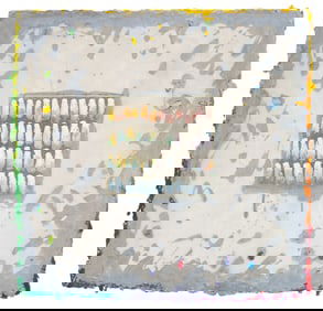 Elfi Schuselka Rainbow Grid Mixed Media Sculpture