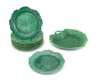 Wedgwood Cabbage Leaf Majolica Service, 11 Pcs.