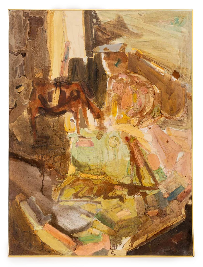 Signed Abstract Mixed Media on Masonite, 20th C. (1 of 5)