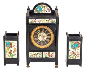 Aesthetic Black Slate & Porcelain Clock Set, 3
