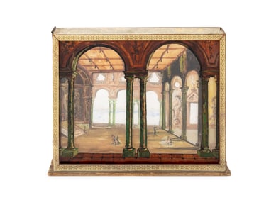 Architectural Reverse Glass Painted Diorama