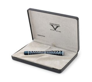 Visconti Sterling Silver Blue Ripple Fountain Pen
