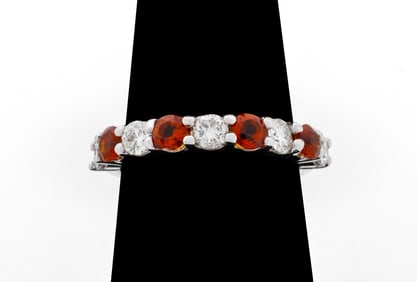 18K White Gold Diamond Citrine Shared Prong Ring