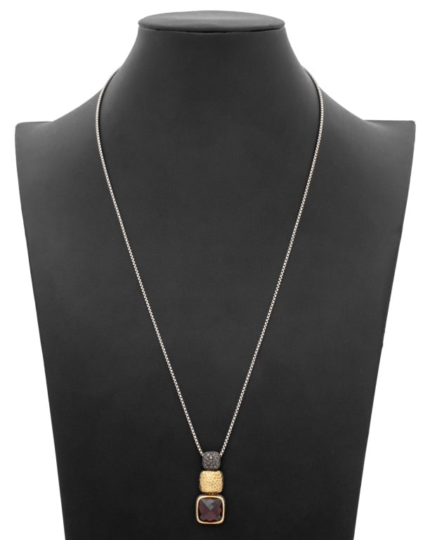 David Yurman Sterling 18K Chiclet Pendant Necklace (1 of 5)