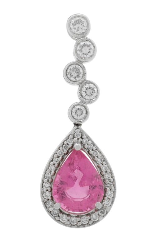 14K White Gold Rubellite Diamond Pendant (1 of 6)