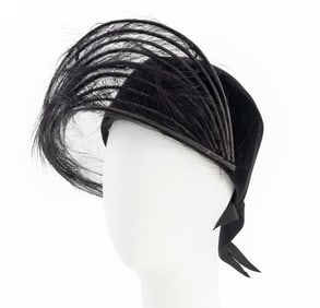 Philip Treacy x Bergdorf Black Velvet Pillbox Hat