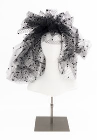 Giorgio Armani Black Veil Asymmetrical Fascinator
