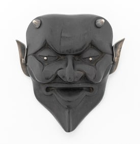 William DeHart Carved Ebonized Wood Devil Brooch