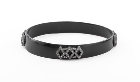 Victorian Composite 925 Diamond Mourning Bangle