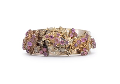 Anglo-Indian Vermeil Pink Sapphire Bangle