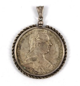 Austrian 1780 Maria Theresa Silver Coin Pendant