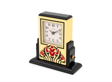 Cartier Enamel and Brass Travel Alarm Clock
