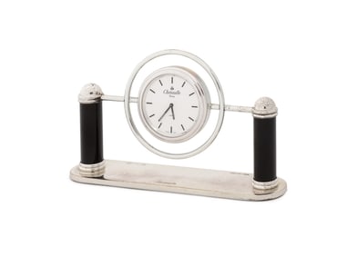 Christofle Art Deco Style Silver Plate Desk Clock