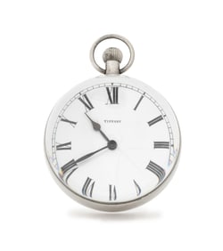 Tiffany & Co. Silver Plate Glass Ball Desk Clock