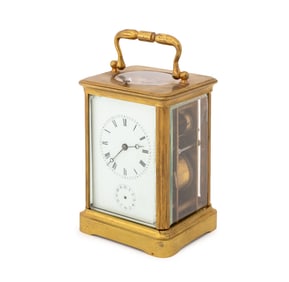 Aiguilles French Brass Carriage Clock, 19th C.