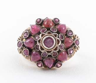 Antique 14K Gold and Sterling Silver Ruby Ring