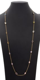14K Yellow Gold Multicolored Gemstone Necklace