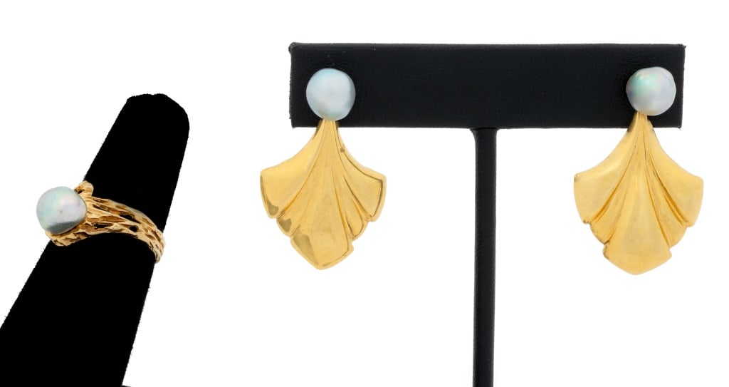 14K Yellow Gold Cultured Pearl Jewelry, 2 Pcs. (1 of 11)