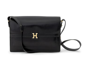 Hermes Black Leather Handbag
