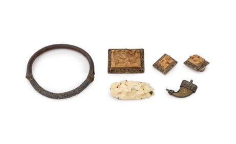 Chinese Carved Bone, Etc. Jewelry, 5 Pcs.
