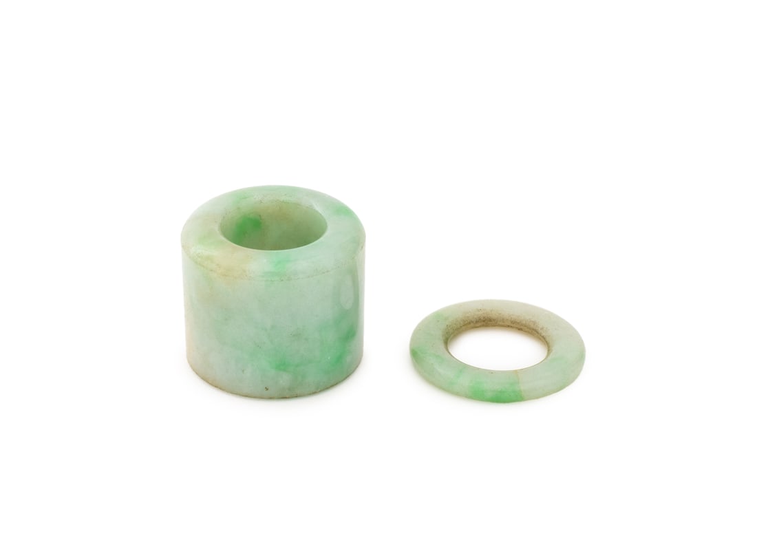 Chinese Moss in Snow Jadeite Archer's Rings, 2 (1 of 4)