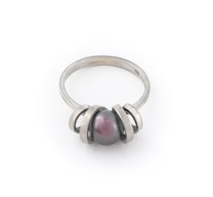 14K White Gold Tahitian Pearl Ring