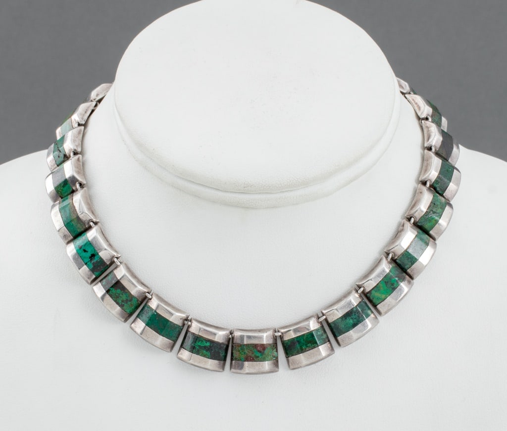 Enrique Ledesma Silver Chrysocolla Necklace, 1950s (1 of 8)
