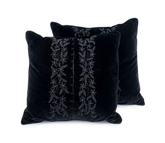 Ralph Lauren Floral Beadwork Velvet Pillows, Pair