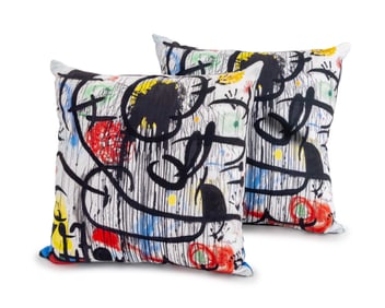 Fundacio Joan Miro "Mai, 68" Pillows, Pair