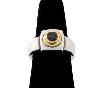 Caroline Ballou 925 Silver 18K Gold Amethyst Ring