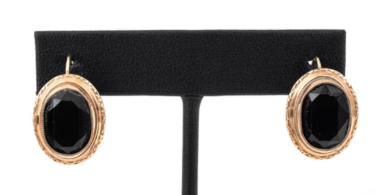 14K Gold Black Onyx Earrings