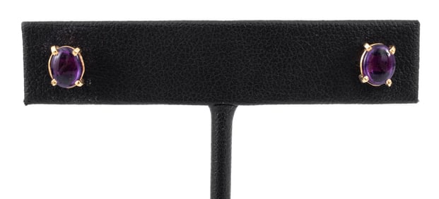 18K Yellow Gold Amethyst Earrings