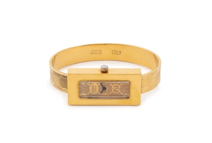 Gucci Gold-Plated Lattice Pattern Wristwatch