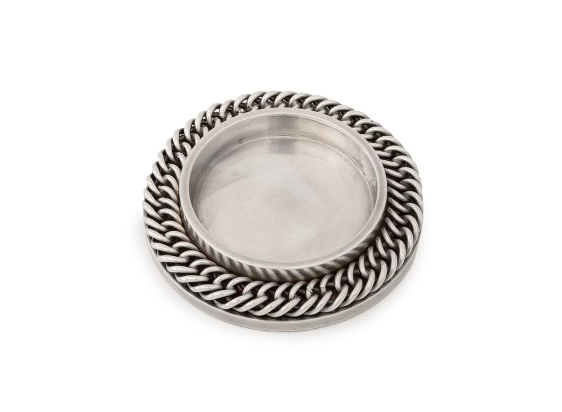 Hermes Chain Link Motif Sterling Silver Coaster (1 of 6)
