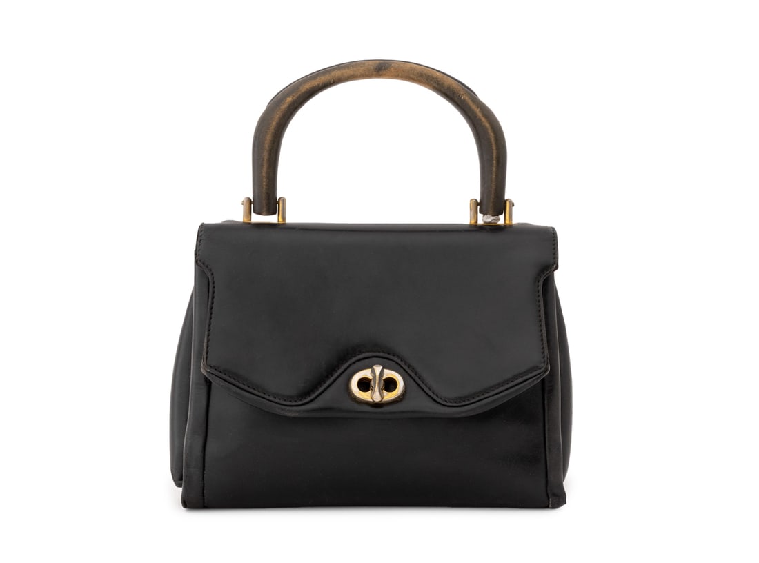 Gucci Wood Top Handle Black Leather Handbag (1 of 9)