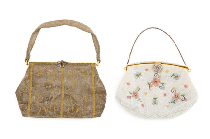 French Polychrome Glass Beaded Handbags, 2