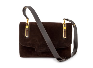 Gucci Style Brown Suede and Leather Handbag