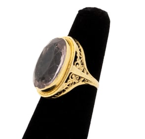 14K Yellow Gold Amethyst Ring