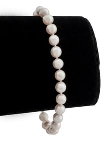 14K White Gold Cultured Pearl Bracelet