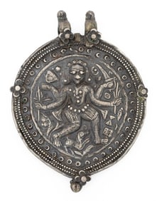 Indian Repousse Silver Shiva Amulet