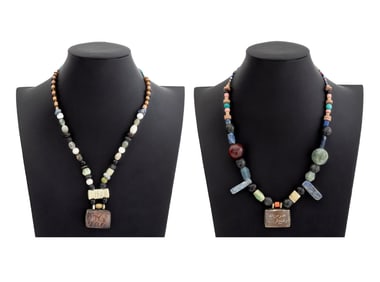 Sassnian Style Hardstone Beaded Necklaces, 2