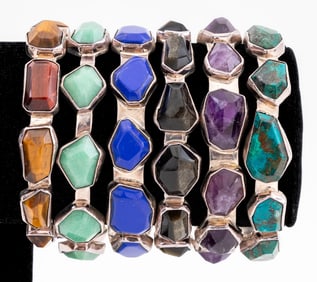Modern Silver and Gemstone Bracelets, 6