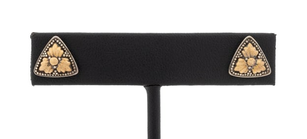 John Hardy Sterling Silver and 18K Gold Earrings