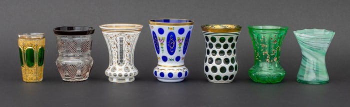 Bohemian Colored Glass Vases, 7