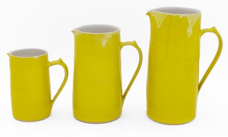 Rupert Spira Yellow Glazed Stoneware Pitchers, 3